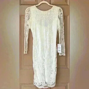 NWT Zara Trafaluc Size SM Lace Cocktail Dress Eggshell White Embroidered Bridal